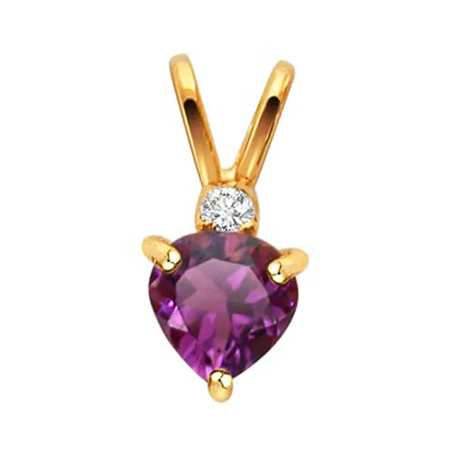 Purple Sundae - Real Diamond & Amethyst 18kt Gold Pendant (P153)
