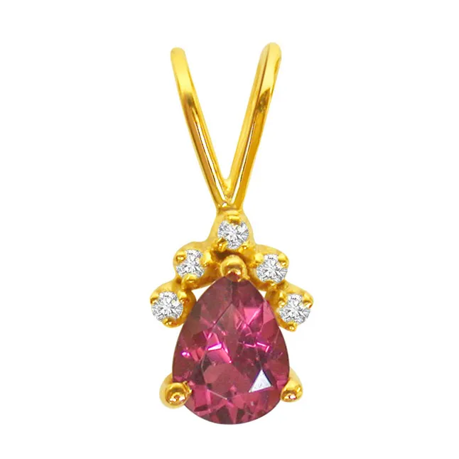 Very Strawberry - Real Diamond Pendant Pink Tourmaline (P177)