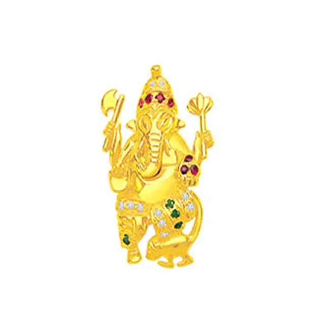Ganesh Smile - Real Diamond & 18K Gold Pendant (S206)