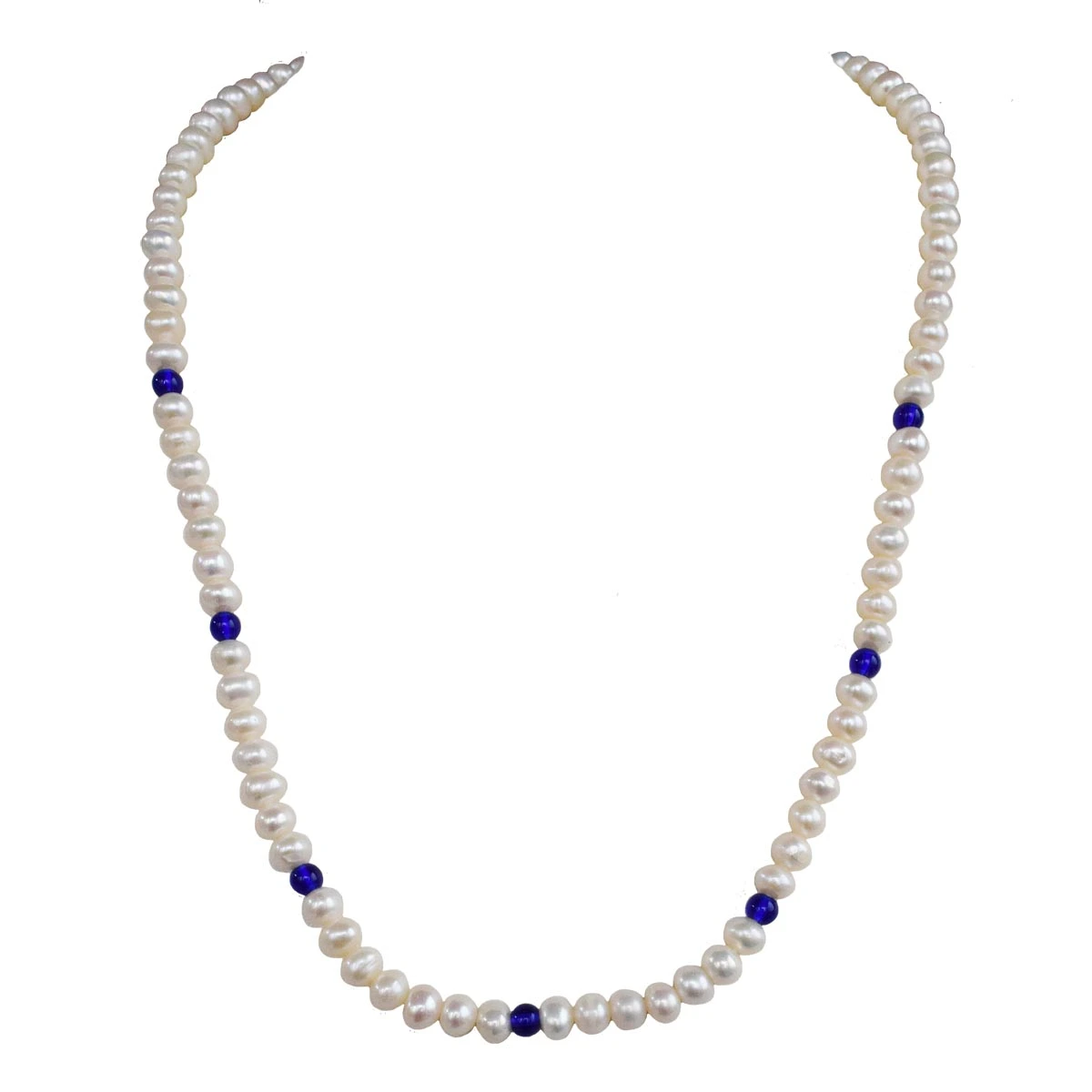 Azure Allure: Freshwater Pearl & Blue Stone Necklace (SN1030)