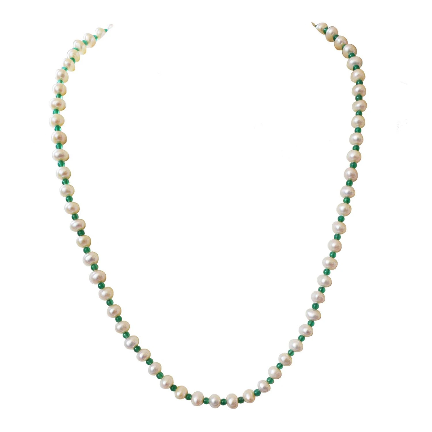 Emerald Enchantment: Freshwater Pearl & Green Onyx Necklace (SN1037)