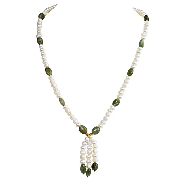 Dive Into a World of Whimsy: The Freshwater Pearl & Emerald Necklace Story (SN1072N)