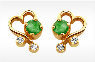 Emerald Diamond Earrings|Gold and Diamond Earrings