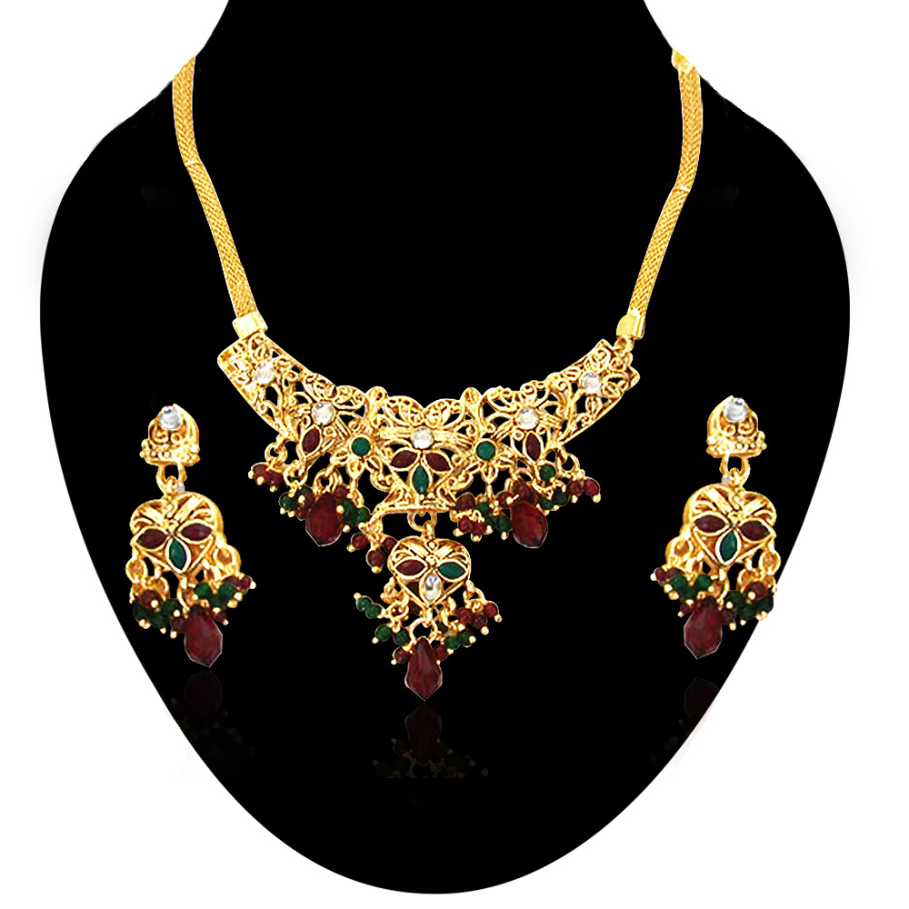 Traditional Rajasthani Polki Necklace Earring Set (PS7)