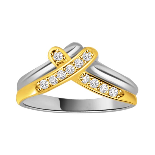 0 11 Cts Diamond Two Tone 18k Rings Surat Diamond Jewelry