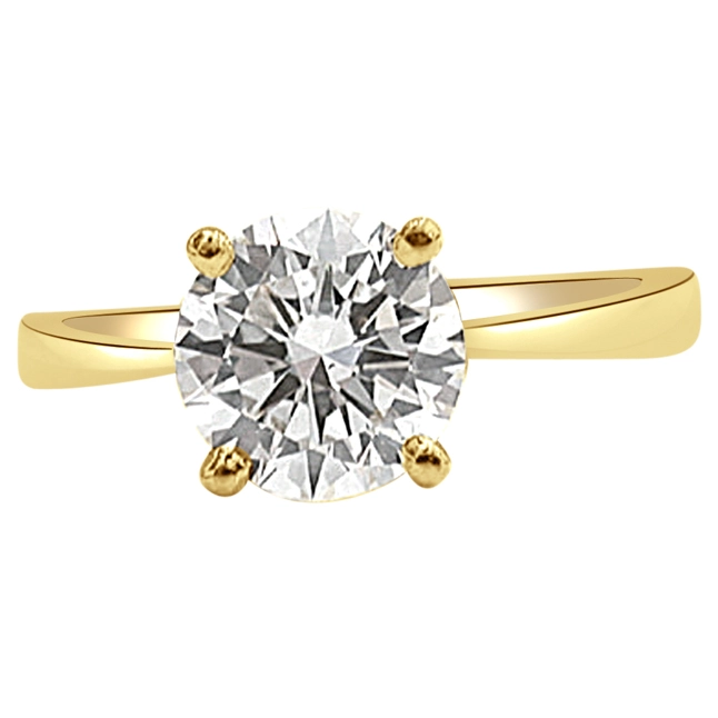 0.12cts Round Solitaire Engagement Ring for Her in 4 prong 18kt Yellow Gold (0.12cts G-115)