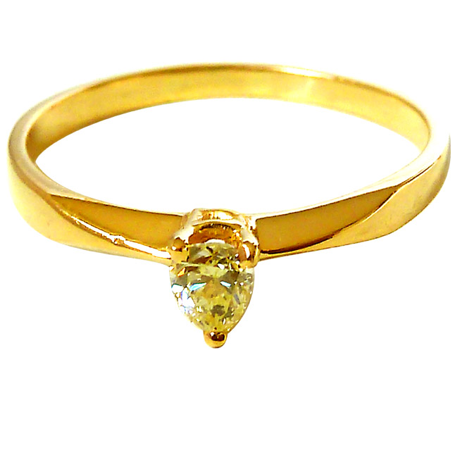 0.14ct Pear Cert Fancy Yellow Colour Diamond Solitaire Engagement rings