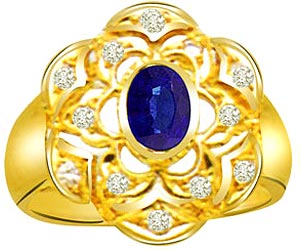 0.15 cts Diamond & Oval Sapphire Flower Shape rings