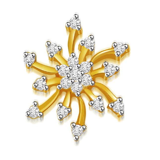 0.30 cts Sun Flower Diamond Pendants -Flower Shape Pendants