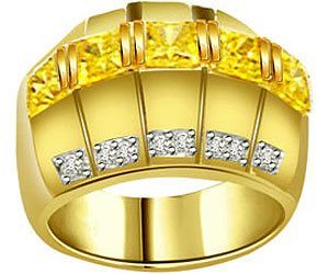 0.35 cts Diamond & Golden Topaz Wide B rings -Gemstone & Diamond