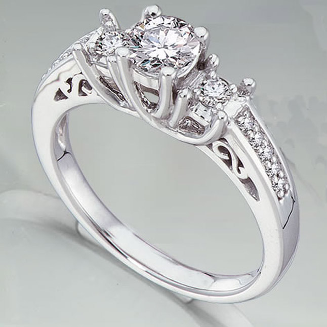 0.35 TCW G/ VVS1 Diamond Engagement Rings With Accents