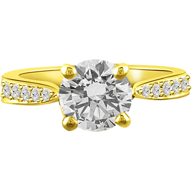 0.40TCW GIA Cert F/SI2 Real Diamond Engagement Ring 18kt Yellow Gold (0.40FSI2-S49)