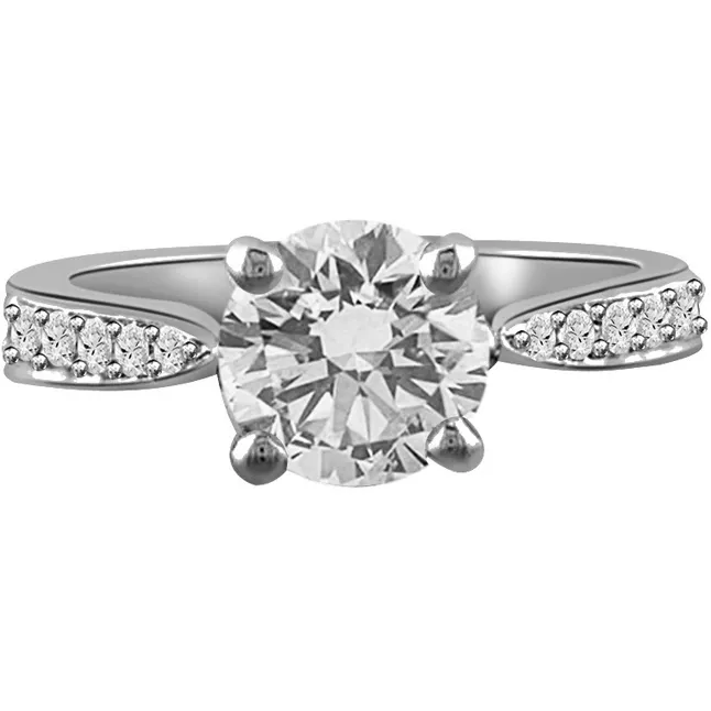 0.40TCW GIA Cert F/SI2 Real Diamond Engagement Ring 14kt White Gold (0.40FSI2-S49W)