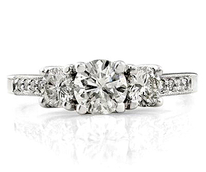 0.43TCW G/VS1 Cert Sol Real Diamond Bridal Ring with Accents (0.43GVS1-D48W)