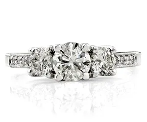 0.48TCW E/VS1 Cert Sol Diamond Bridal Ring with Accents (0.48EVS1-D48W)