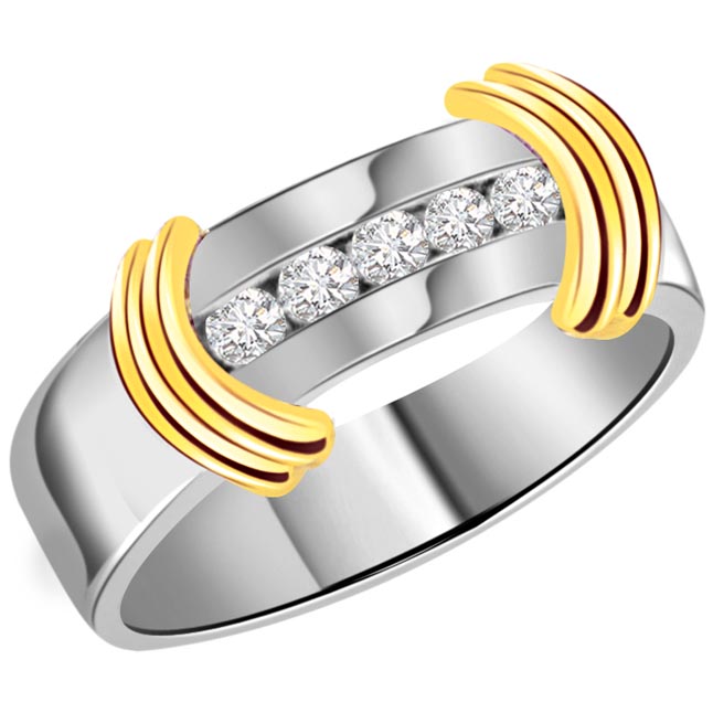 0.50 cts Diamond Two Tone rings -White Yellow Gold rings