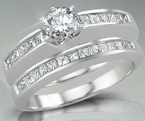 0.60TCW F/VVS1 Engagement Wedding Ring Set in 14kt White Gold (0.60FVVS1-N5W)