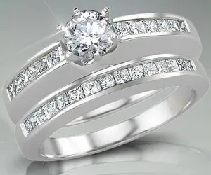 0.60TCW L/VS1 Engagement Wedding Ring Set in 14kt White Gold (0.60LVS1-N5W)