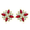 0.64 cts Diamond Ruby Earrings -Flower Shape Earrings