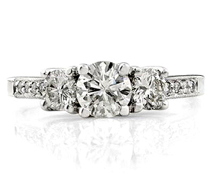 0.68TCW G/SI1 Cert Sol Diamond Bridal Ring with Accents (0.68GSI1-D48W)