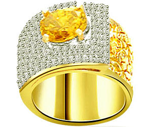 0.75 cts Wide B Diamond & Golden Topaz rings -Gemstone & Diamond