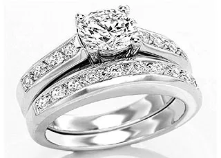 0.84TCW H/SI1 Cert Diamond Engagement Wedding Ring Set (0.84HSI1-S57)