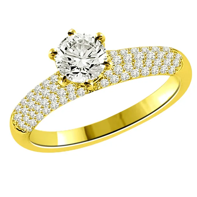 0.90TCW H/SI1 GIA Certified Sol Diamond Engagement Ring (0.90HSI1-S51)