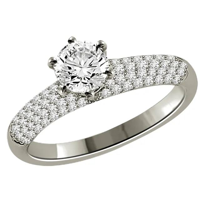 0.90TCW H/SI1 GIA Certified Sol Diamond Engagement Ring (0.90HSI1-S51W)