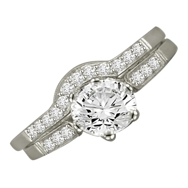 0.97TCW E/VS1 Sol Diamond Wedding Engagement Ring Set (0.97EVS1-S59)