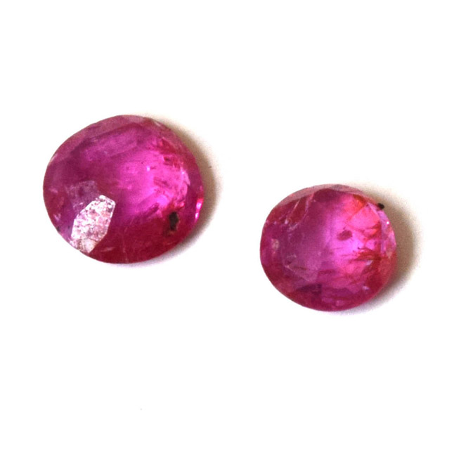 2/0.79cts Real Natural AAA Round Faceted Transparent Pink Ruby Gemstone for Astrological Purpose (0.79cts RND Ruby)