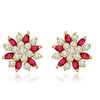 1.00 cts Diamond Ruby Earrings -Flower Shape Earrings