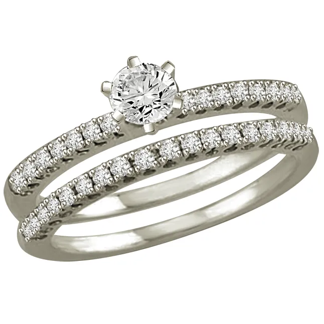 1.02TCW E/ SI1 Cert Diamond Wedding Engagement rings Set -Rs.100001 -Rs.150000
