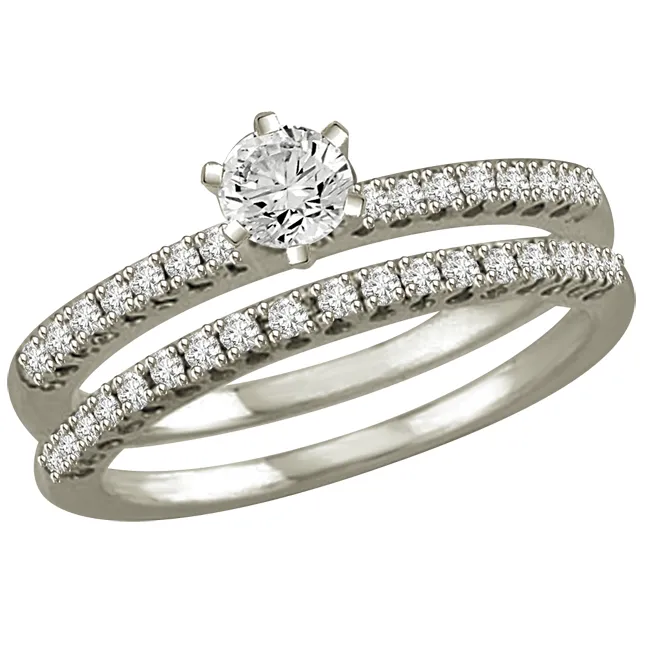 1.02TCW E/SI1 Cert Diamond Wedding Engagement Ring Set (1.02ESI1-S54W)