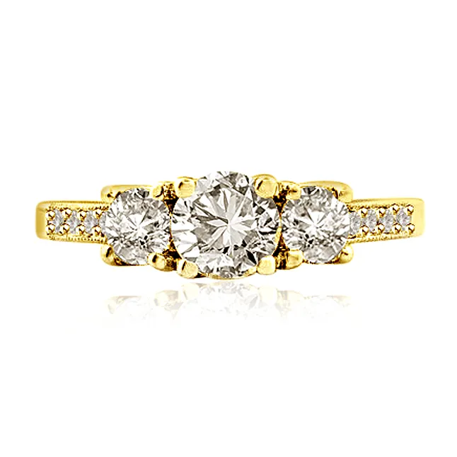 1.08TCW E/I1 GIA Sol Diamond Bridal Ring with Accents (1.08EI1-D48)