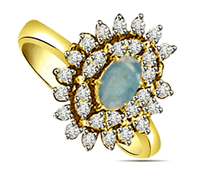 1.30 cts Diamond & Opal Stone rings -Gemstone & Diamond