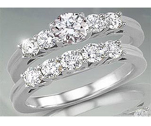 1.36TCW M/SI1 Cert Diamond Engagement Wedding Ring Set (1.36MSI1-S52W)