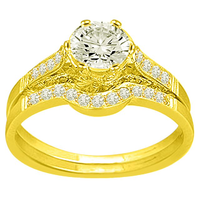 1.37TCW K/SI2 Sol Diamond Wedding Engagement Ring Set (1.37KSI2-S59)