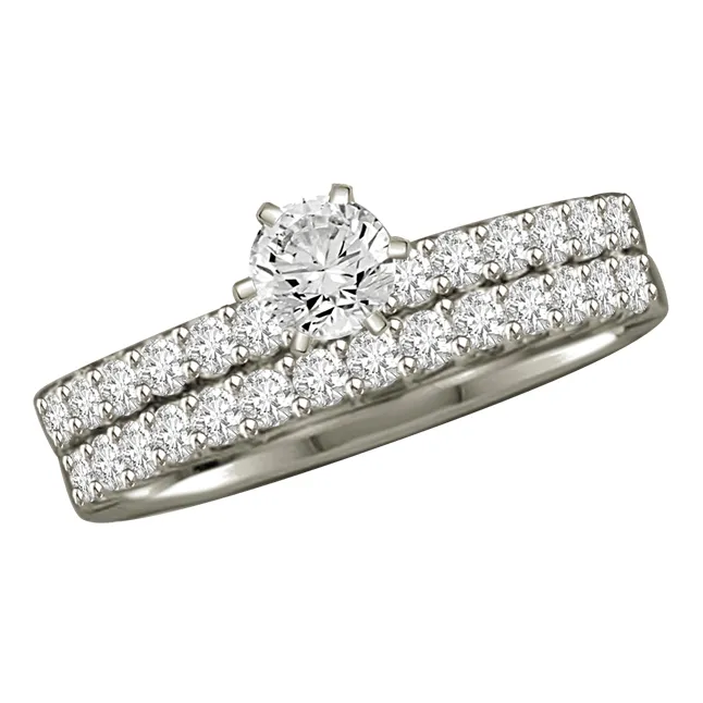 1.52TCW L/VS1 Diamond Engagement Wedding Ring Set
