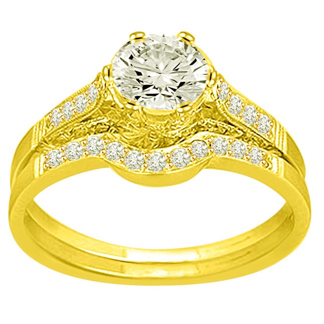 1.57TCW G/SI2 Sol Diamond Wedding Engagement rings Set -Rs.400001 -Rs.600000
