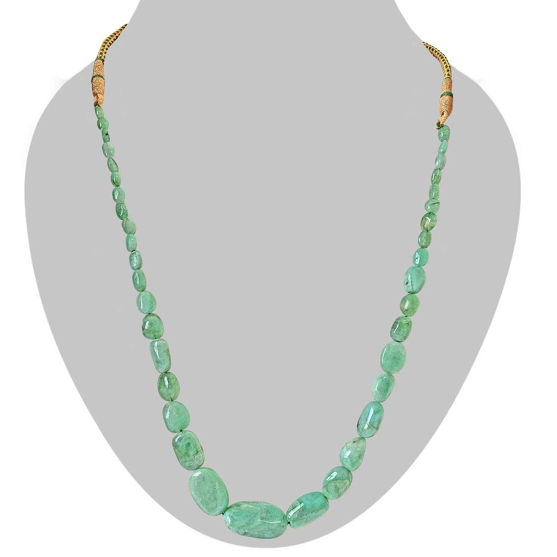 109.56cts Single Line Big Real Natural Light Green Oval Emerald Necklace for Women (109.56cts EMR Neck)