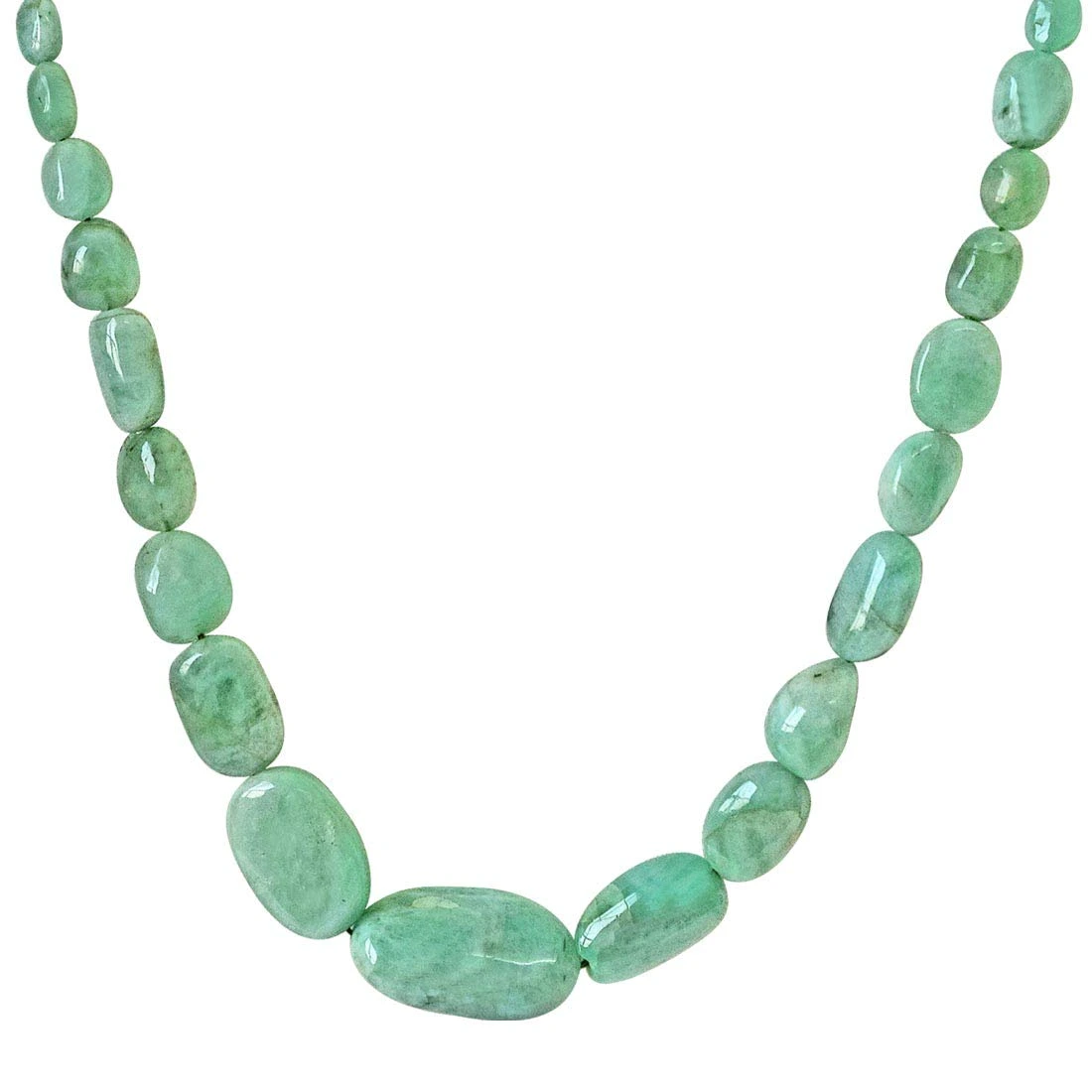 109.56cts Single Line Big Real Natural Light Green Oval Emerald Necklace for Women (109.56cts EMR Neck)