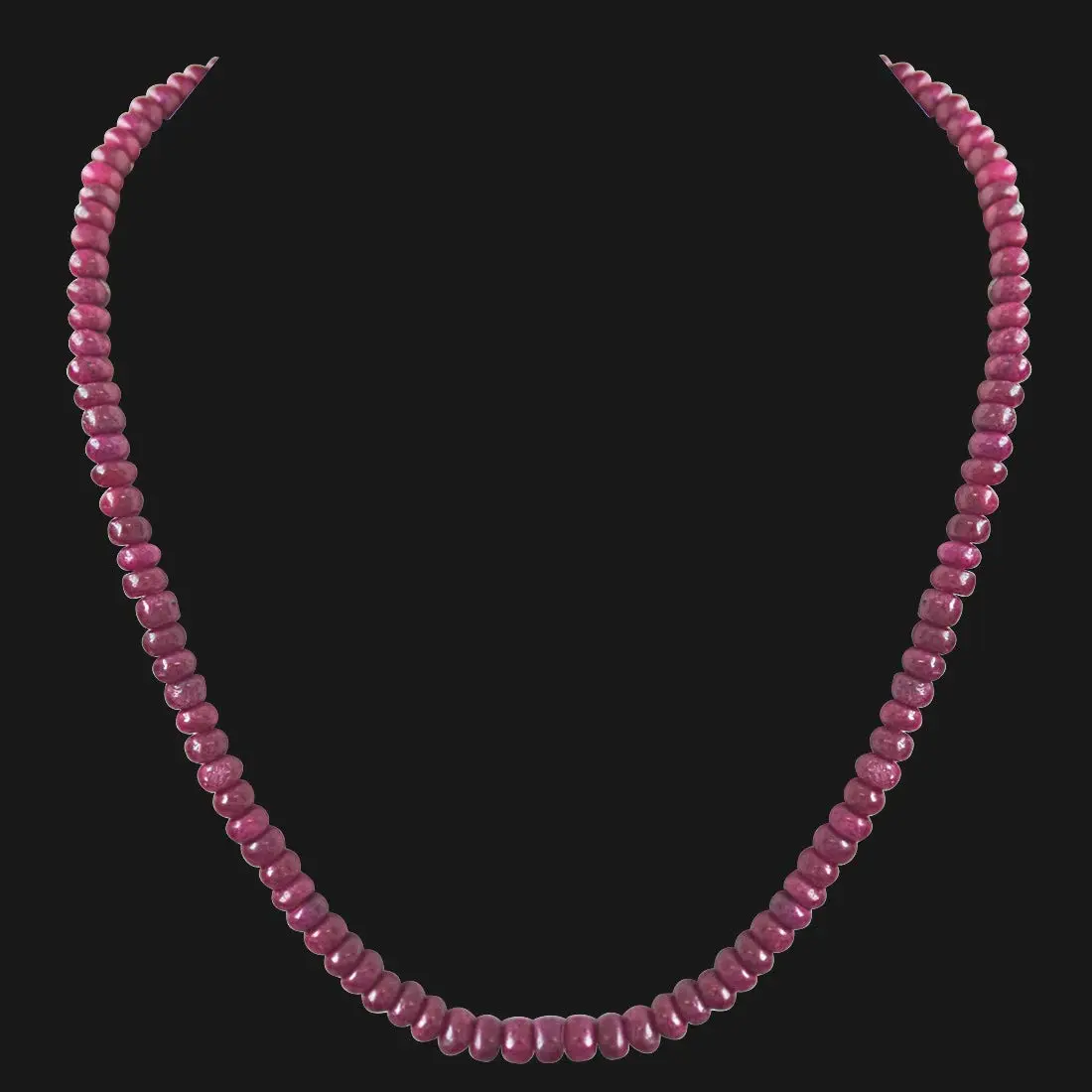 110cts Single Line Real Light Pink Ruby Beads Necklace for Women (110ctsRubyNeck)