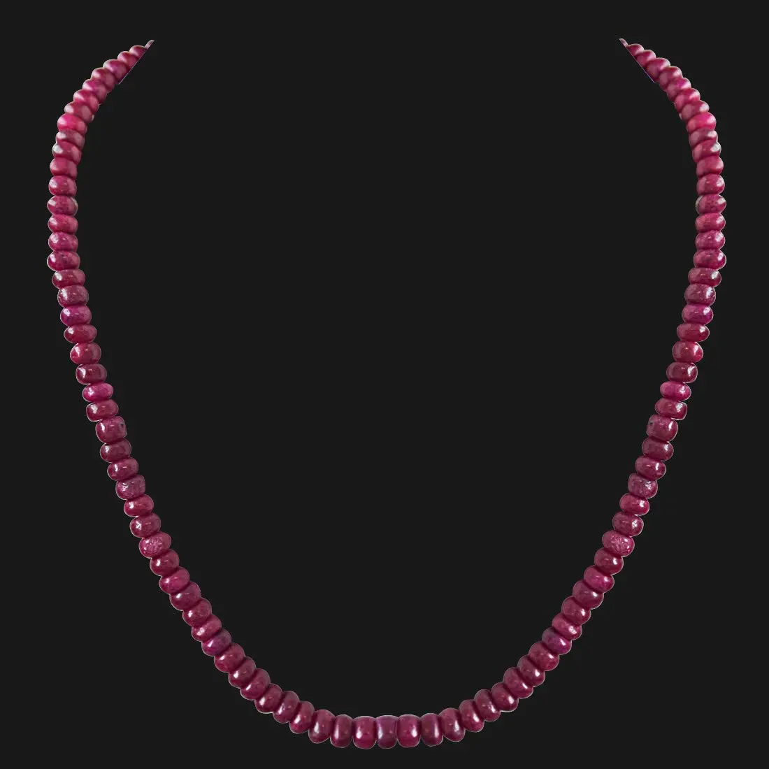 124cts Single Line Real Reddish Pink Ruby Beads Necklace for Women (124ctsRubyNeck)