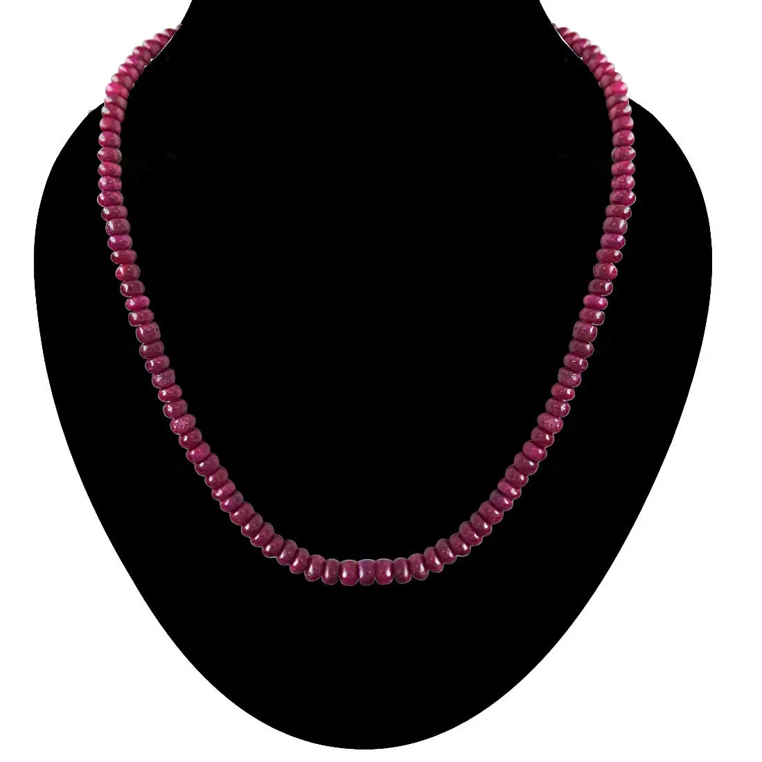 124cts Single Line Real Reddish Pink Ruby Beads Necklace for Women (124ctsRubyNeck)