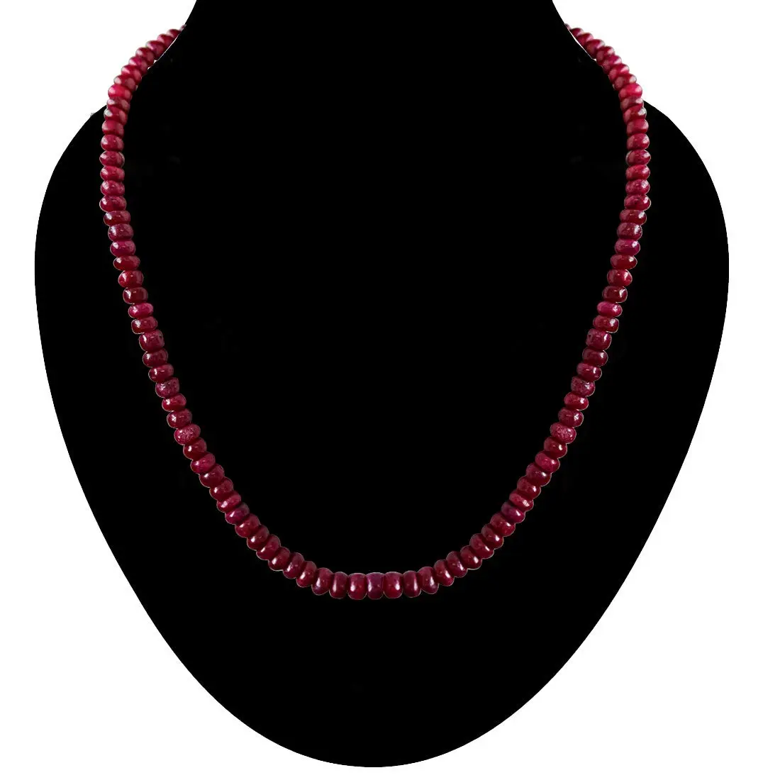 129cts Single Line Real Dark Maroon Ruby Beads Necklace for Women (129ctsRubyNeck)