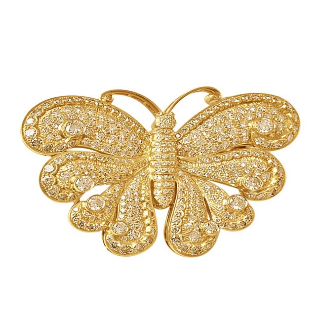 IGL CERT 13.95ct Fancy colour Natural Diamond Butterfly Brooch