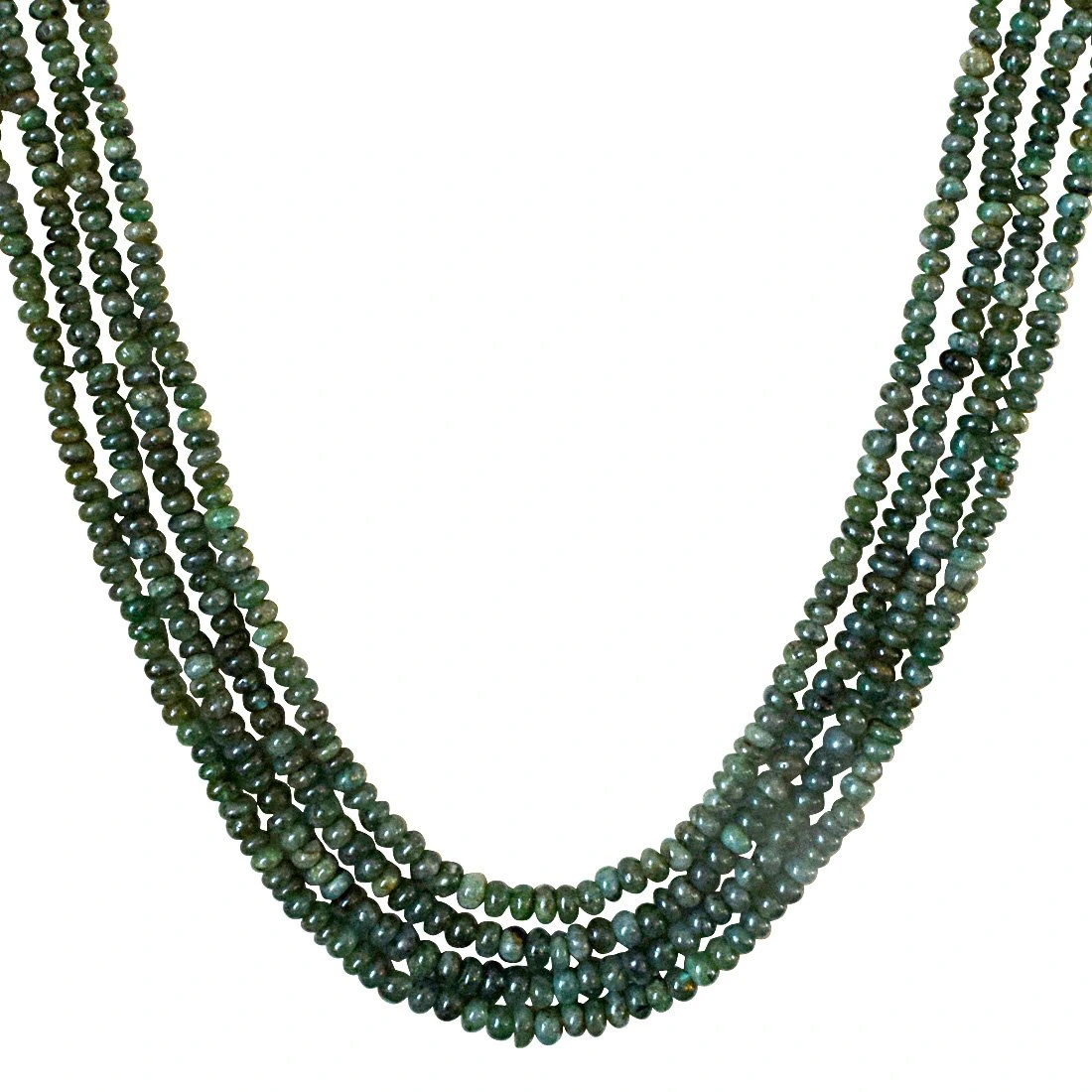 4 Line 176cts REAL Natural Green Emerald Beads Necklace for Women (176cts EMR Neck)