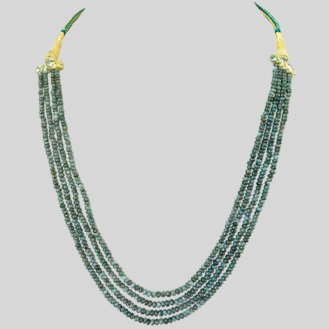 4 Line 178cts REAL Natural Green Emerald Beads Necklace for Women (178cts EMR Neck)
