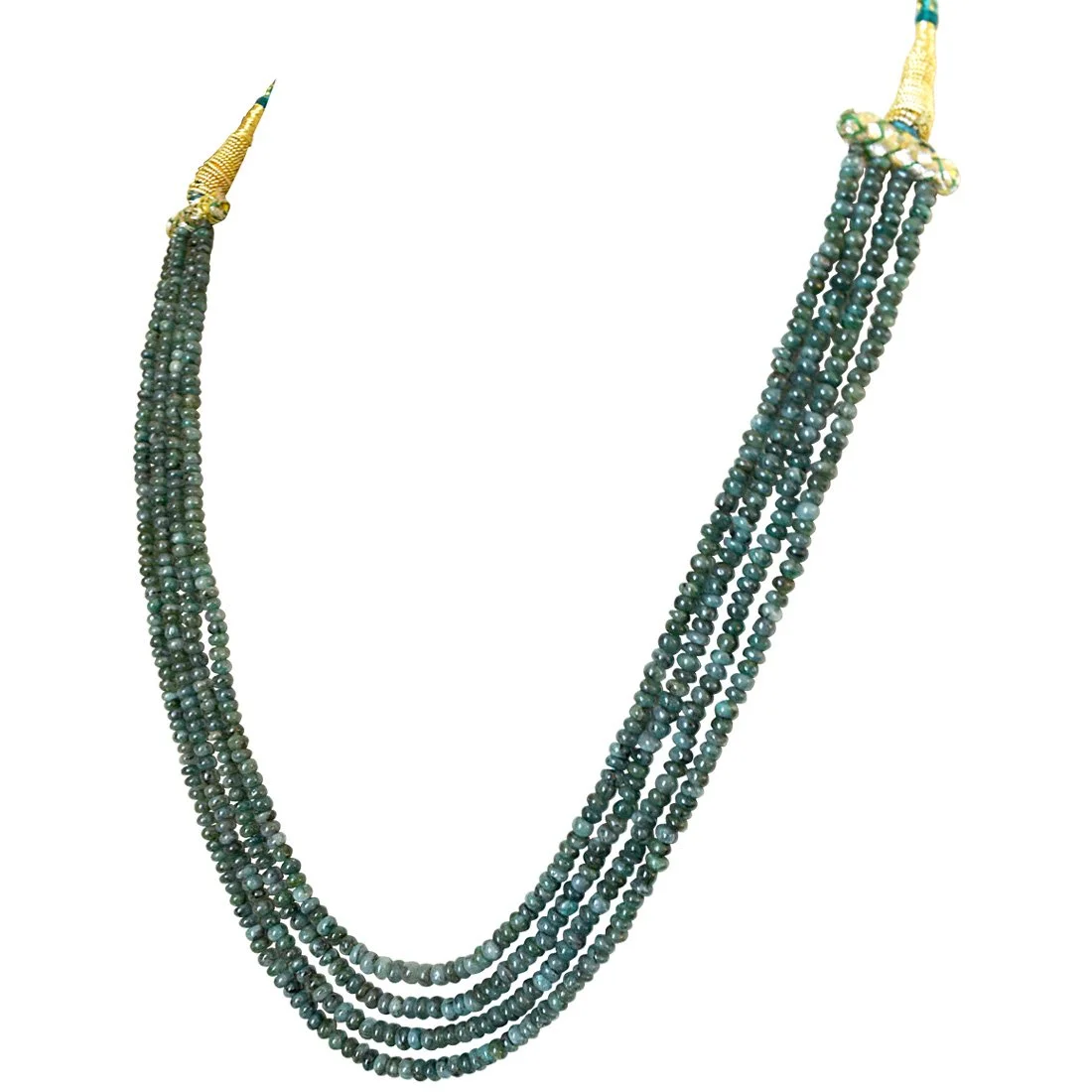 4 Line 178cts REAL Natural Green Emerald Beads Necklace for Women (178cts EMR Neck)