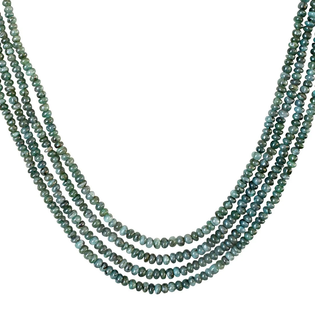 4 Line 178cts REAL Natural Green Emerald Beads Necklace for Women (178cts EMR Neck)